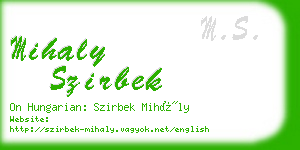 mihaly szirbek business card